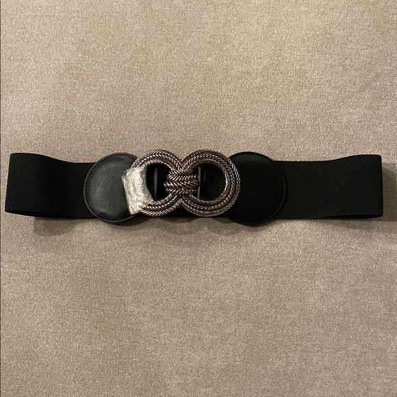 Wide Buckle Elastic Statement Belt Stretchy Cinch Trimmer Belt Size M/L - Picture 2 of 7